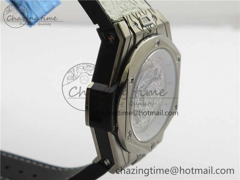 Big Bang Unico Sang Bleu Titanium HBF Skeleton Dial on White Gummy Strap HUB ComfortFit 6803