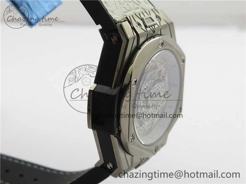 Big Bang Unico Sang Bleu Titanium HBF Skeleton Dial on White Gummy Strap HUB ComfortFit 6803
