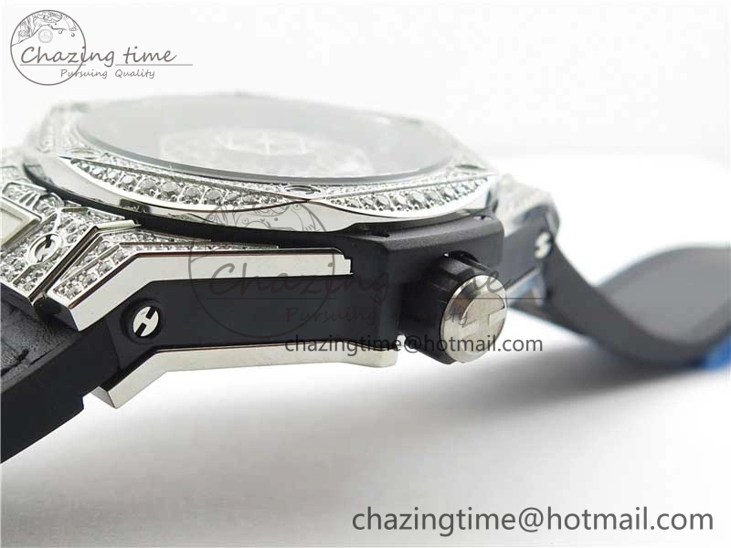 Big Bang Unico Sang Bleu Titanium Diamonds HBF Skeleton Dial on Black Gummy Strap HUB Seasonal 6820