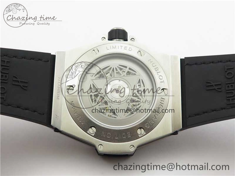 Big Bang Unico Sang Bleu Titanium Diamonds HBF Skeleton Dial on Black Gummy Strap HUB Seasonal 6820