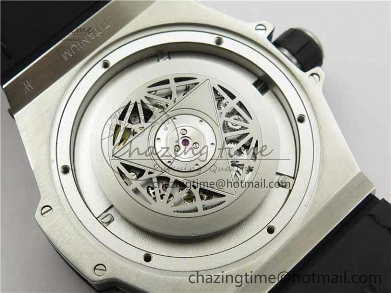 Big Bang Unico Sang Bleu Titanium Diamonds HBF Skeleton Dial on Black Gummy Strap HUB Seasonal 6820