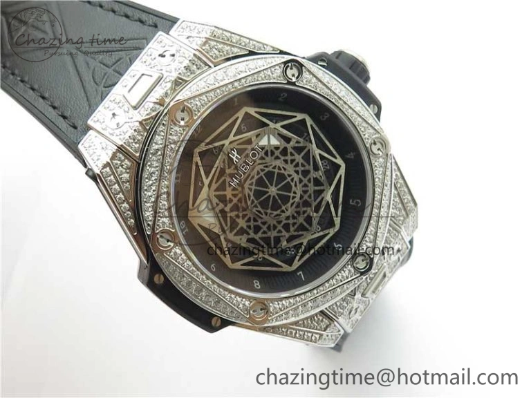 Big Bang Unico Sang Bleu Titanium Diamonds HBF Skeleton Dial on Black Gummy Strap HUB Seasonal 6820