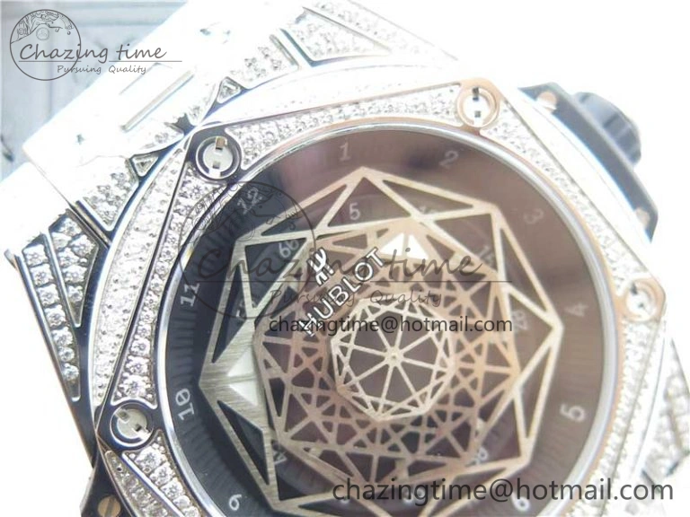 Big Bang Unico Sang Bleu Titanium Diamonds HBF Skeleton Dial on Black Gummy Strap HUB Seasonal 6820