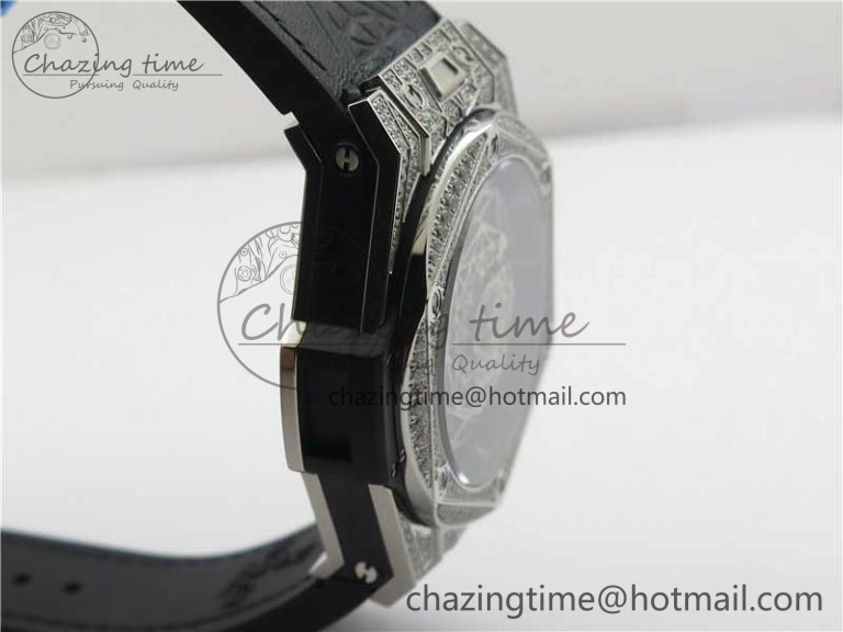 Big Bang Unico Sang Bleu Titanium Diamonds HBF Skeleton Dial on Black Gummy Strap HUB Seasonal 6820