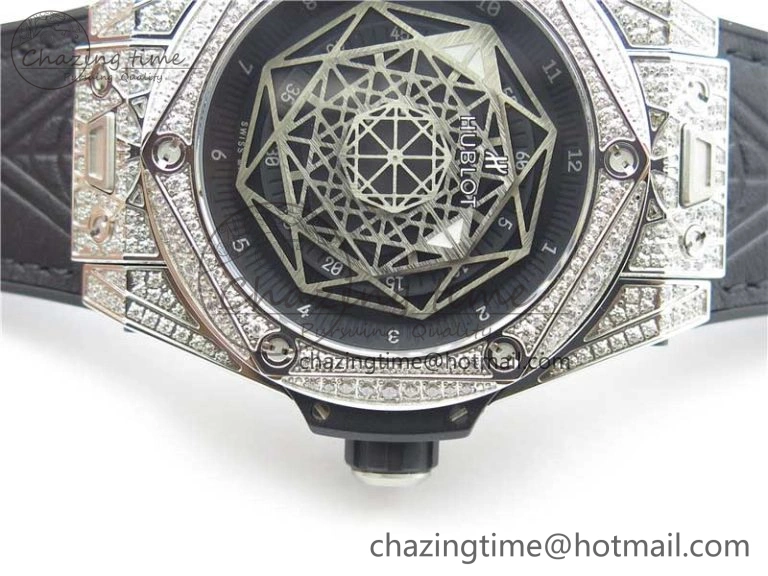 Big Bang Unico Sang Bleu Titanium Diamonds HBF Skeleton Dial on Black Gummy Strap HUB Seasonal 6820