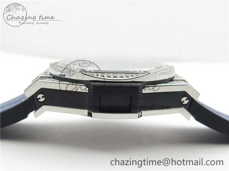 EasyMatch Big Bang Unico Sang Bleu Titanium Diamonds HBF Skeleton Dial on Blue Gummy Strap HUB 6817