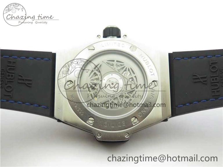 EasyMatch Big Bang Unico Sang Bleu Titanium Diamonds HBF Skeleton Dial on Blue Gummy Strap HUB 6817