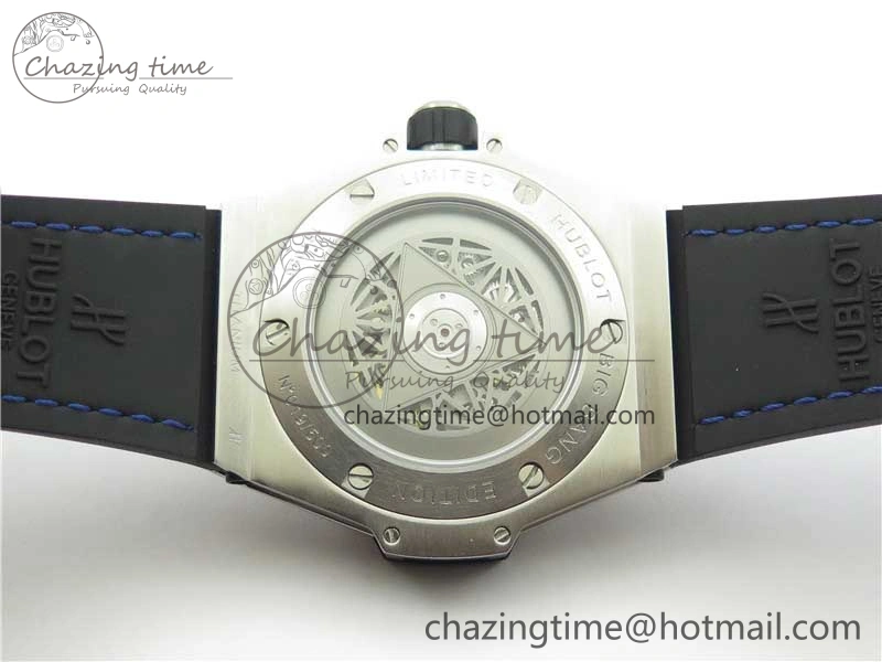 EasyMatch Big Bang Unico Sang Bleu Titanium Diamonds HBF Skeleton Dial on Blue Gummy Strap HUB 6817