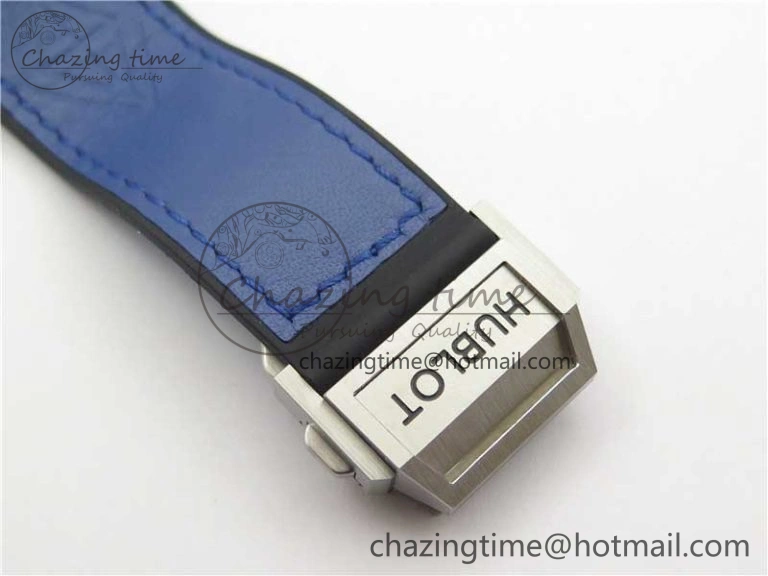 EasyMatch Big Bang Unico Sang Bleu Titanium Diamonds HBF Skeleton Dial on Blue Gummy Strap HUB 6817