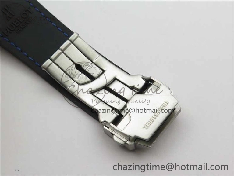 EasyMatch Big Bang Unico Sang Bleu Titanium Diamonds HBF Skeleton Dial on Blue Gummy Strap HUB 6817