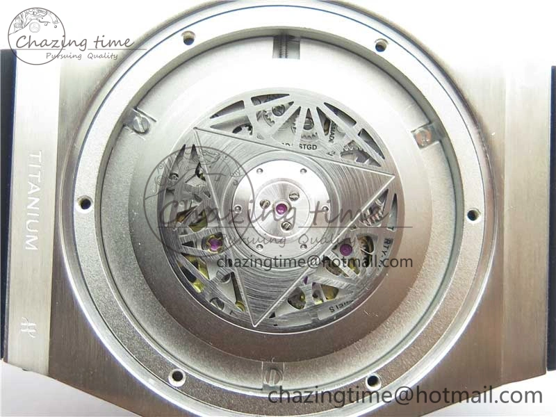 EasyMatch Big Bang Unico Sang Bleu Titanium Diamonds HBF Skeleton Dial on Blue Gummy Strap HUB 6817