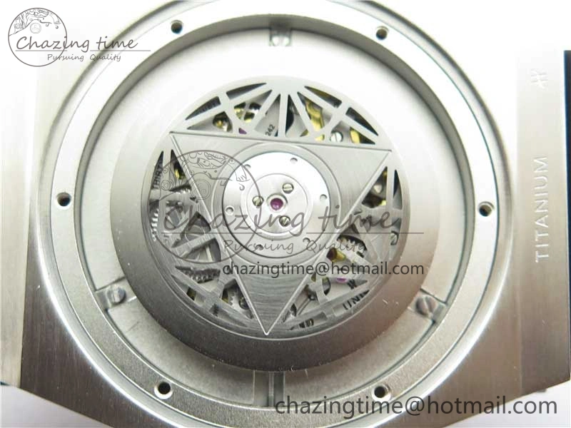 EasyMatch Big Bang Unico Sang Bleu Titanium Diamonds HBF Skeleton Dial on Blue Gummy Strap HUB 6817