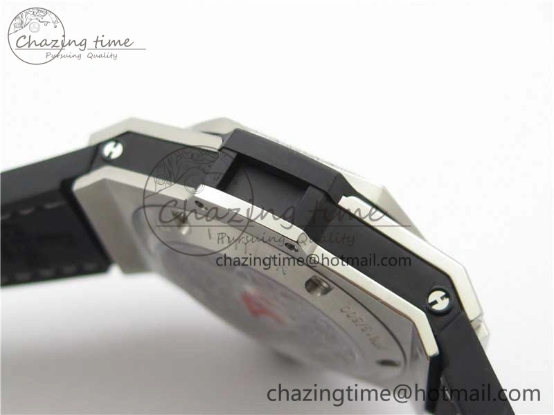 Big Bang Unico Sang Bleu Titanium Diamonds HBF Skeleton Dial on White Gummy Strap HUB FashionForward 6819