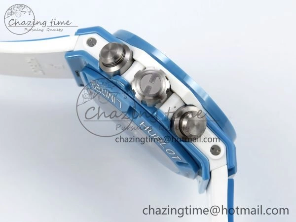 Breathable Big Bang Unico Sky Blue Ceramic BBF 1:1 Best Edition Skeleton Dial on Blue White Rubber Strap A 6733