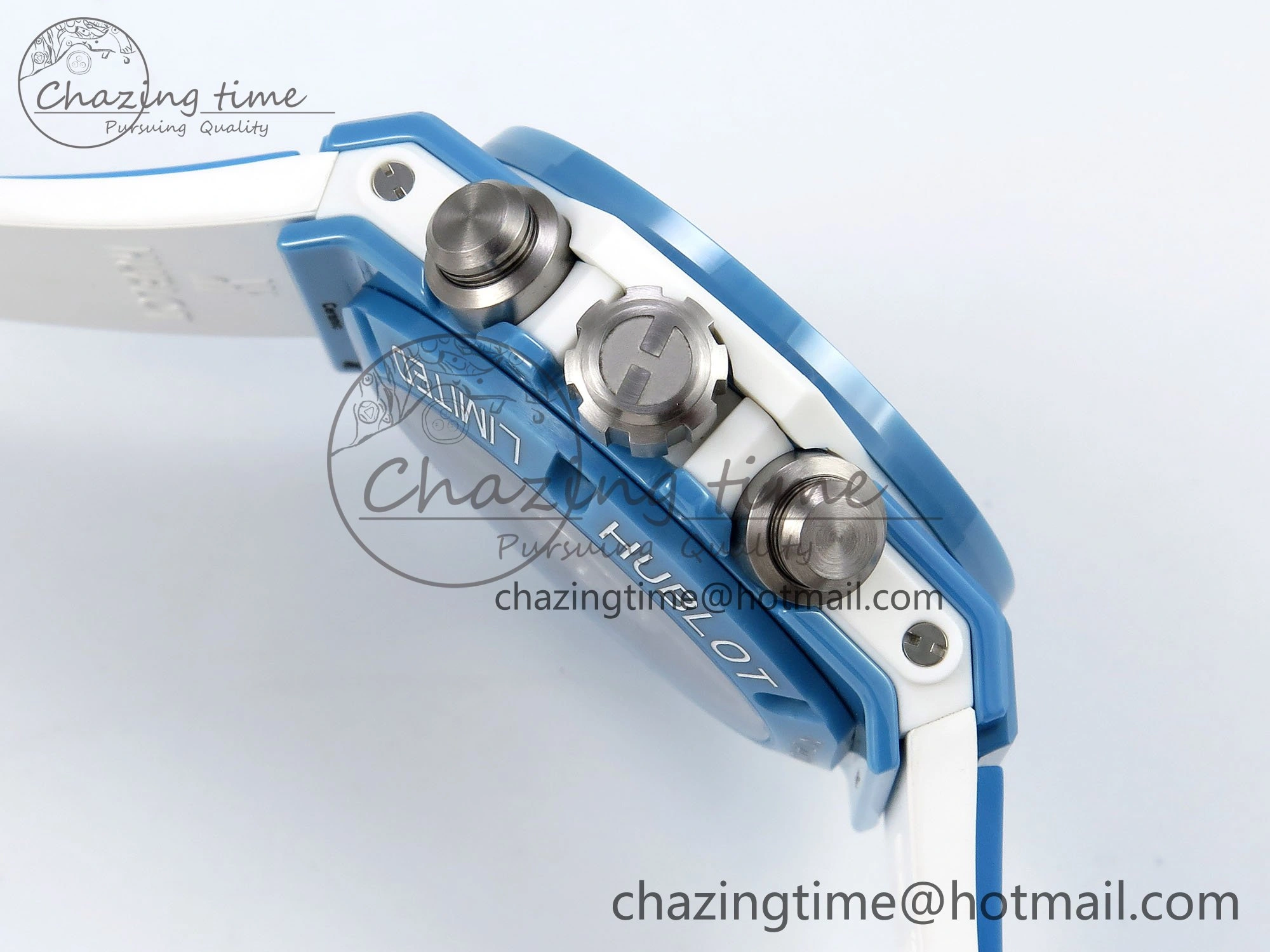 Breathable Big Bang Unico Sky Blue Ceramic BBF 1:1 Best Edition Skeleton Dial on Blue White Rubber Strap A 6733