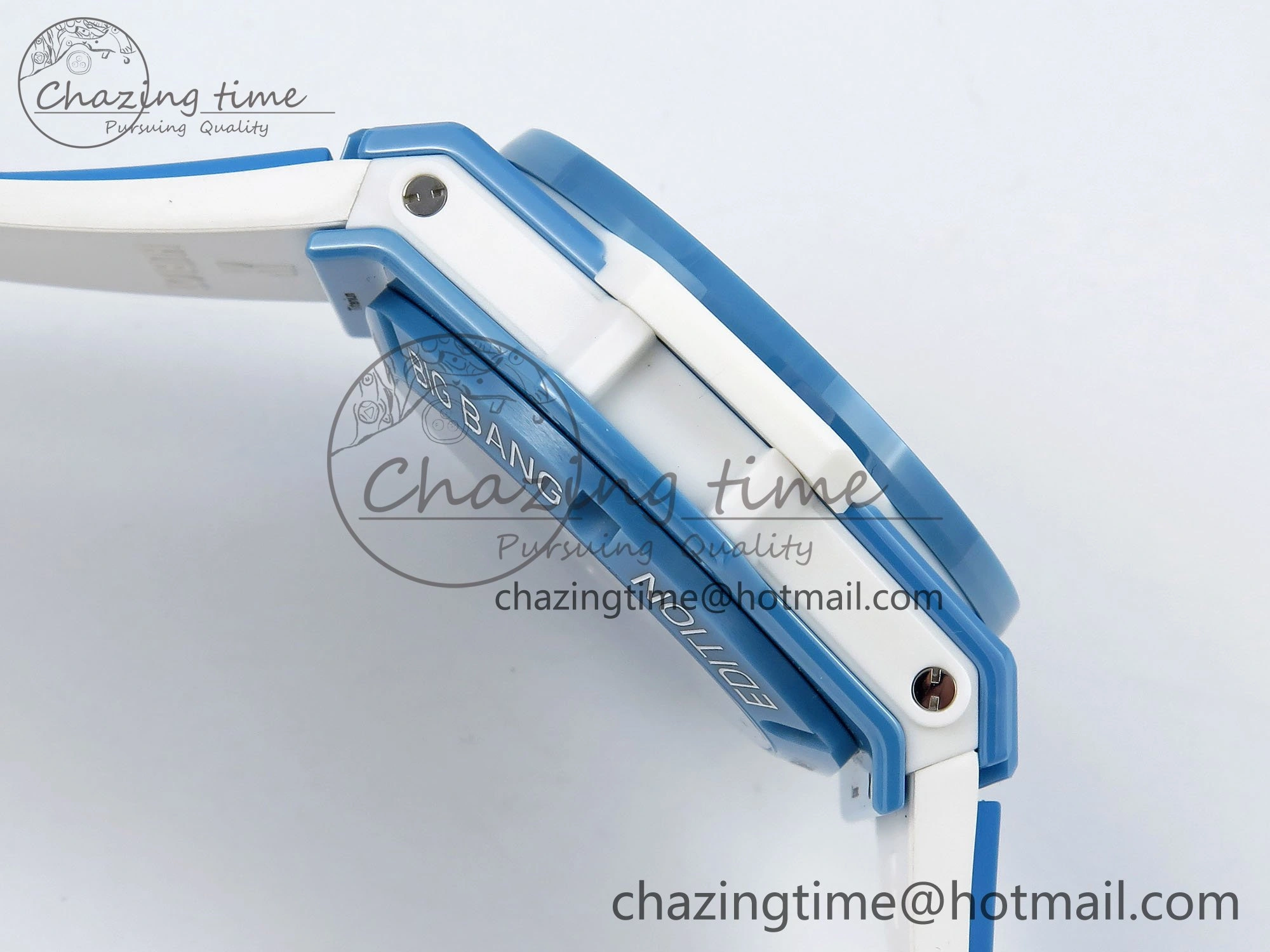Breathable Big Bang Unico Sky Blue Ceramic BBF 1:1 Best Edition Skeleton Dial on Blue White Rubber Strap A 6733