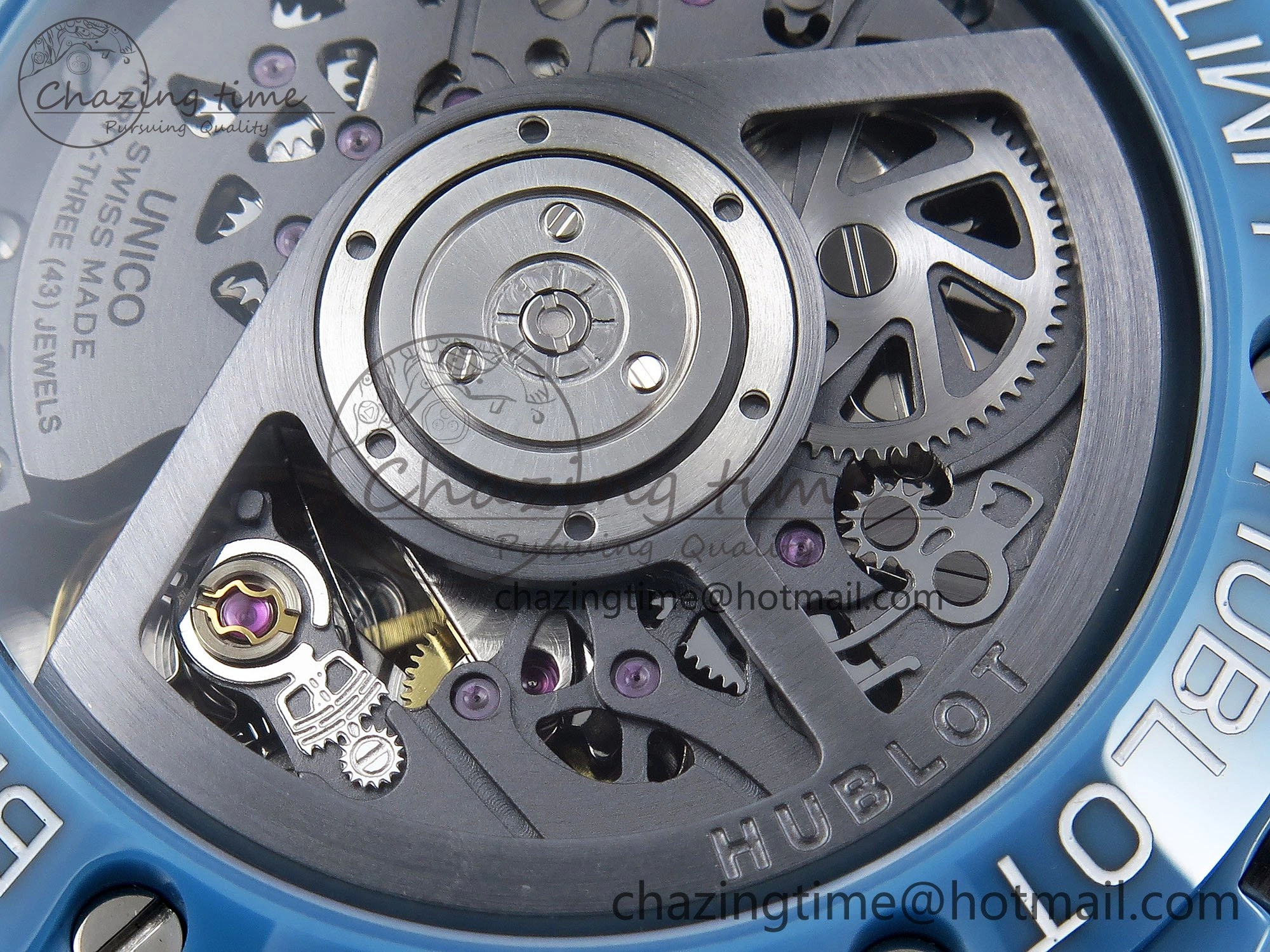 Breathable Big Bang Unico Sky Blue Ceramic BBF 1:1 Best Edition Skeleton Dial on Blue White Rubber Strap A 6733