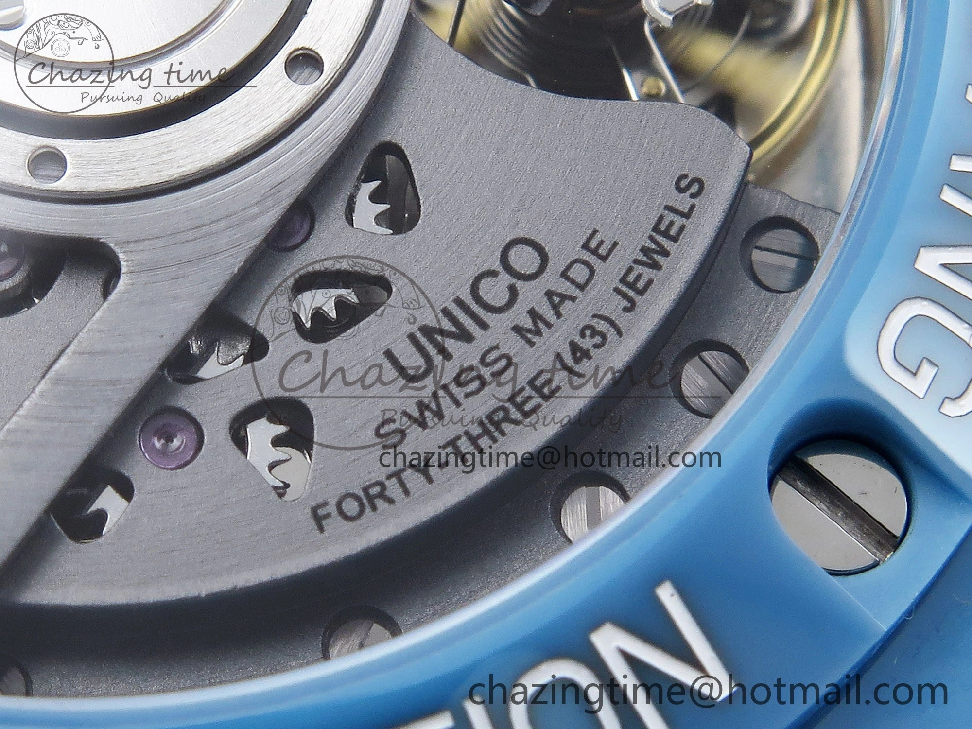 Breathable Big Bang Unico Sky Blue Ceramic BBF 1:1 Best Edition Skeleton Dial on Blue White Rubber Strap A 6733
