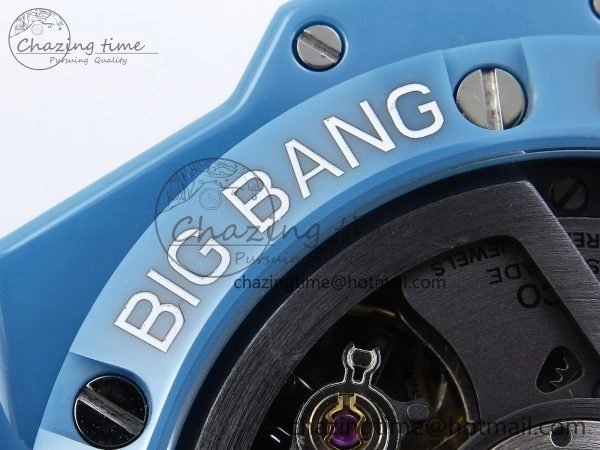 Breathable Big Bang Unico Sky Blue Ceramic BBF 1:1 Best Edition Skeleton Dial on Blue White Rubber Strap A 6733