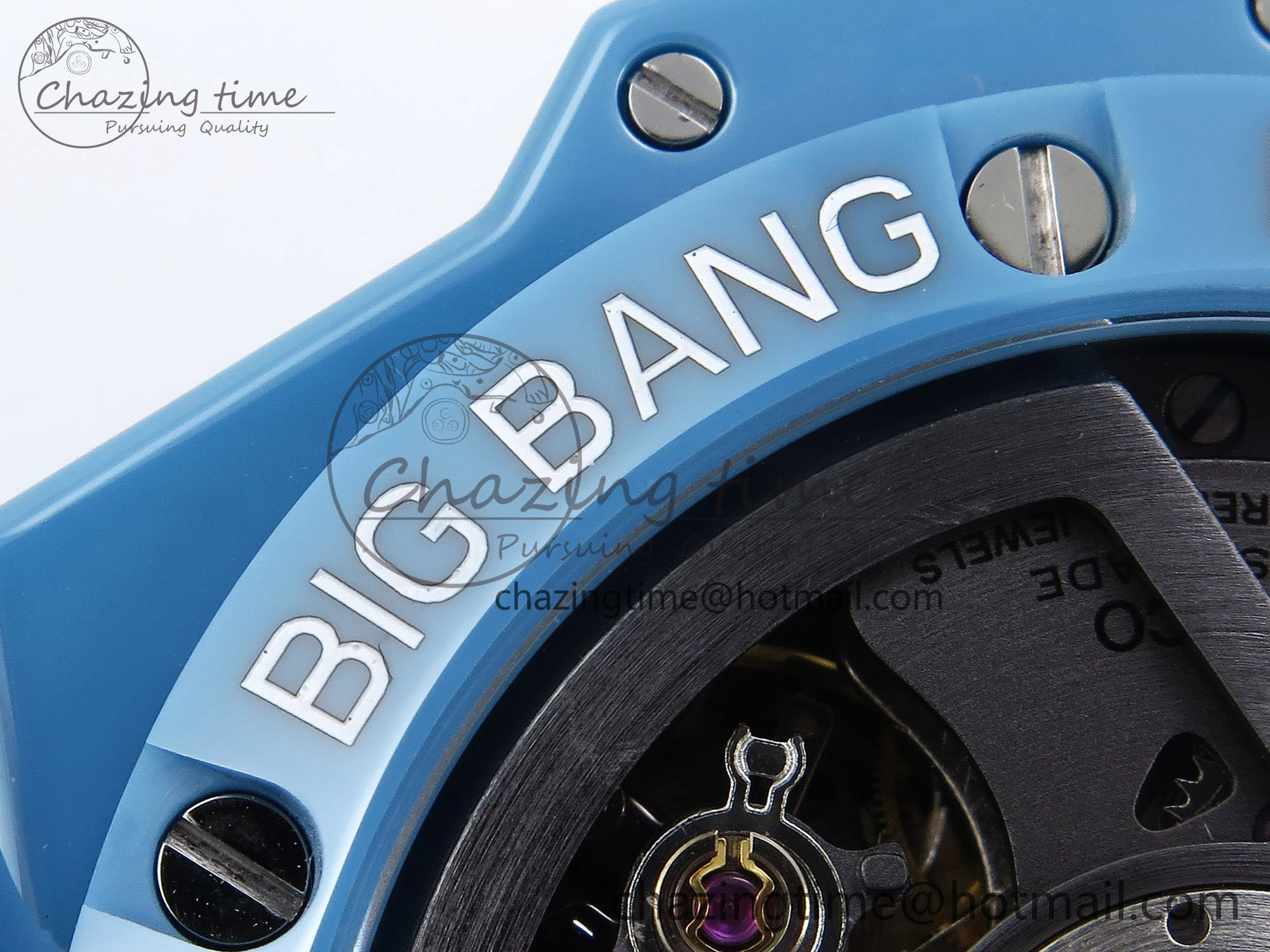Breathable Big Bang Unico Sky Blue Ceramic BBF 1:1 Best Edition Skeleton Dial on Blue White Rubber Strap A 6733