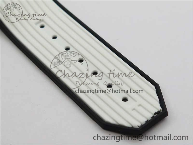 Chic Big Bang Unico White Ceramic HBF 1:1 Best Edition Black Skeleton Dial Rainbow Bezel on Whtie Rubber Strap A 6828