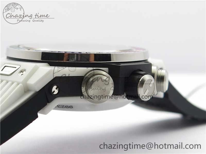 Chic Big Bang Unico White Ceramic HBF 1:1 Best Edition Black Skeleton Dial Rainbow Bezel on Whtie Rubber Strap A 6828