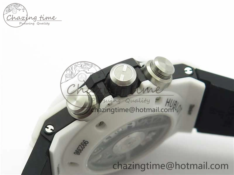 Big Bang Unico White Ceramic HBF 1:1 Best Edition Black Skeleton Dial on Whtie Rubber Strap A MultiPurpose 6825
