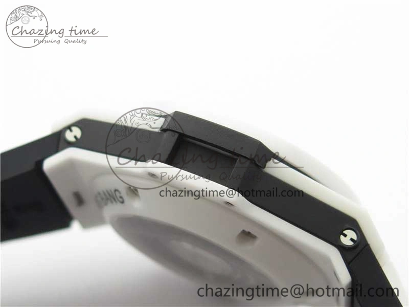 Big Bang Unico White Ceramic HBF 1:1 Best Edition Black Skeleton Dial on Whtie Rubber Strap A MultiPurpose 6825