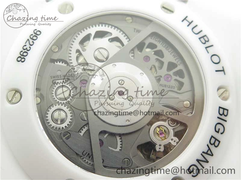 Big Bang Unico White Ceramic HBF 1:1 Best Edition Black Skeleton Dial on Whtie Rubber Strap A MultiPurpose 6825