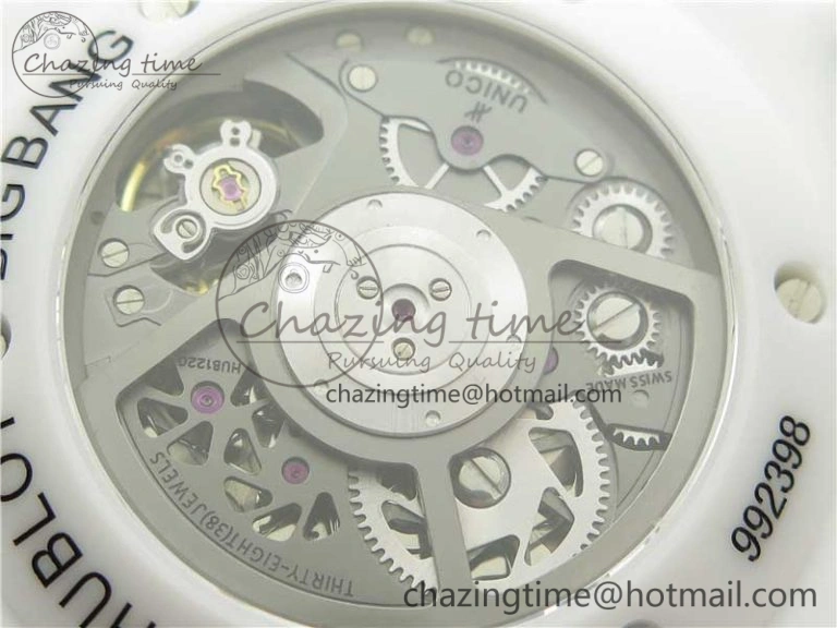 Big Bang Unico White Ceramic HBF 1:1 Best Edition Black Skeleton Dial on Whtie Rubber Strap A MultiPurpose 6825