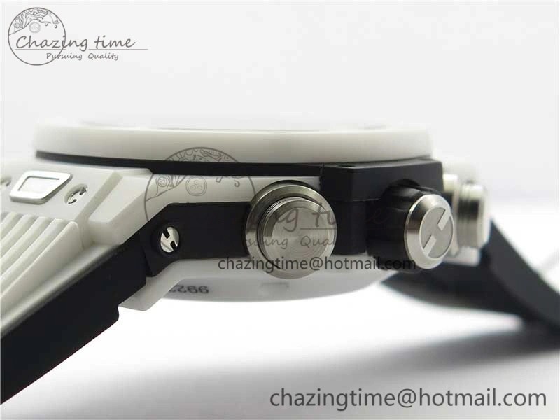 Big Bang Unico White Ceramic HBF 1:1 Best Edition Black Skeleton Dial on Whtie Rubber Strap A MultiPurpose 6825