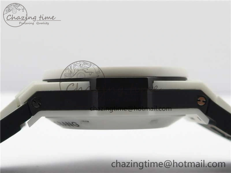Big Bang Unico White Ceramic HBF 1:1 Best Edition Black Skeleton Dial on Whtie Rubber Strap A MultiPurpose 6825