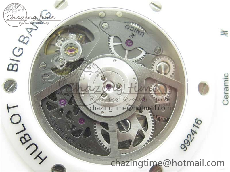 Big Bang Unico White Ceramic HBF 1:1 Best Edition White Skeleton Dial Rainbow Bezel on White Rubber Strap A GoAnywhere 6829