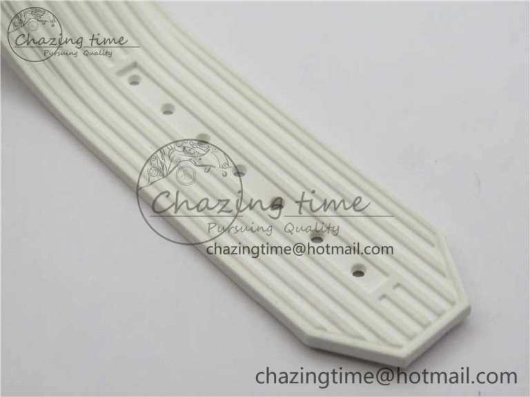 Big Bang Unico White Ceramic HBF 1:1 Best Edition White Skeleton Dial Rainbow Bezel on White Rubber Strap A GoAnywhere 6829