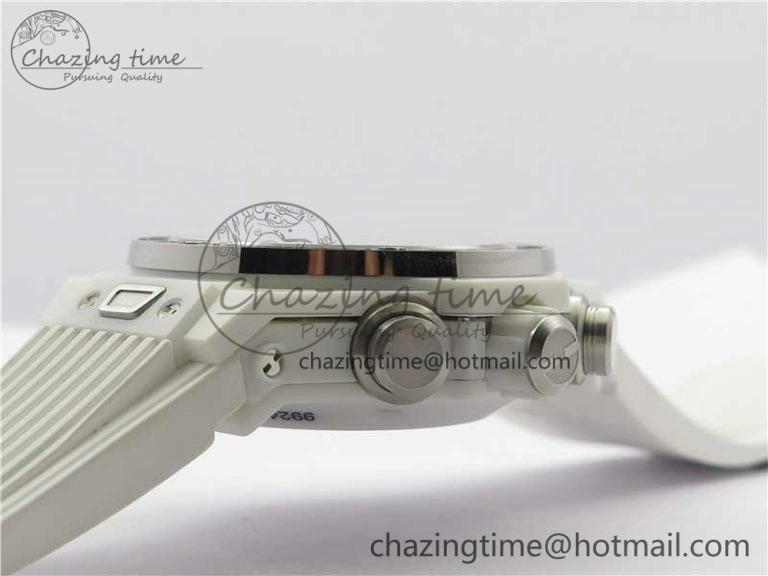 Big Bang Unico White Ceramic HBF 1:1 Best Edition White Skeleton Dial Rainbow Bezel on White Rubber Strap A GoAnywhere 6829