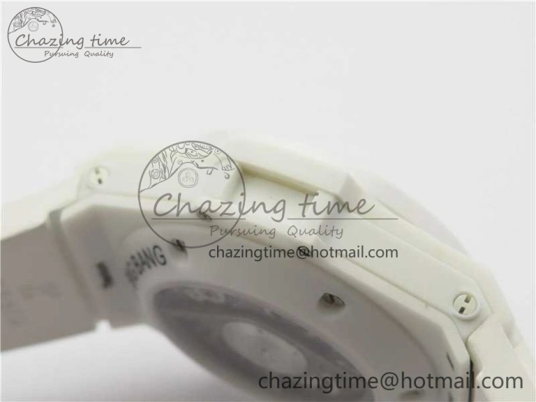 Big Bang Unico White Ceramic HBF 1:1 Best Edition White Skeleton Dial on White Rubber Strap A WellDesigned 6826