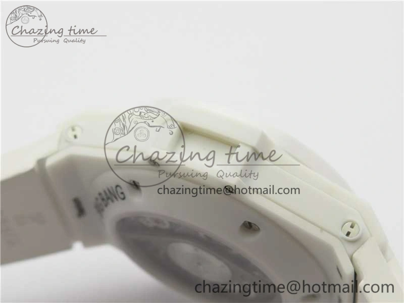 Big Bang Unico White Ceramic HBF 1:1 Best Edition White Skeleton Dial on White Rubber Strap A WellDesigned 6826