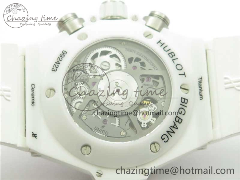 Big Bang Unico White Ceramic HBF 1:1 Best Edition White Skeleton Dial on White Rubber Strap A WellDesigned 6826