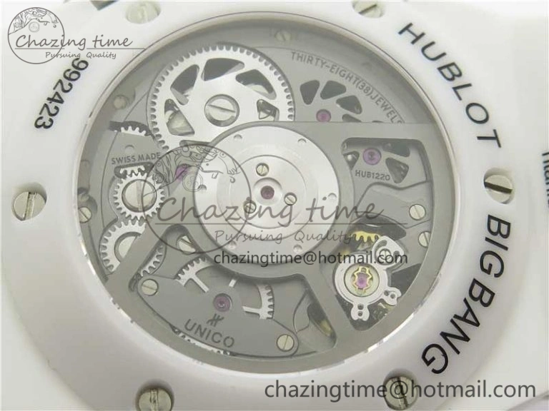 Big Bang Unico White Ceramic HBF 1:1 Best Edition White Skeleton Dial on White Rubber Strap A WellDesigned 6826