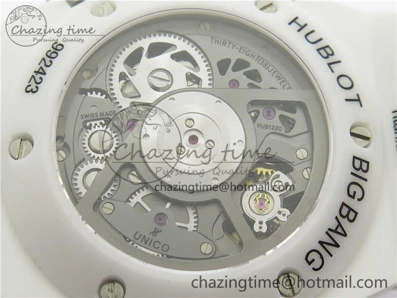Big Bang Unico White Ceramic HBF 1:1 Best Edition White Skeleton Dial on White Rubber Strap A WellDesigned 6826