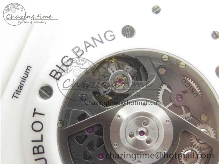 Big Bang Unico White Ceramic HBF 1:1 Best Edition White Skeleton Dial on White Rubber Strap A WellDesigned 6826