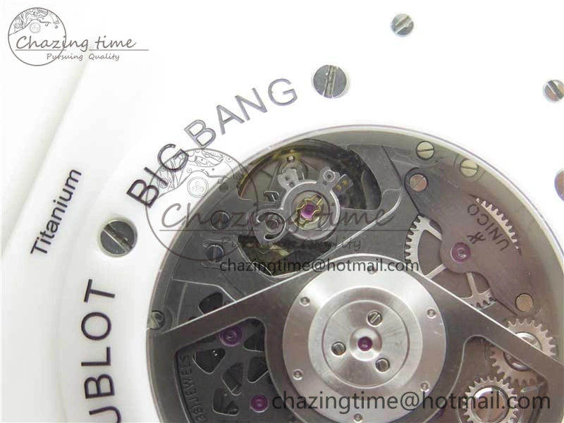 Big Bang Unico White Ceramic HBF 1:1 Best Edition White Skeleton Dial on White Rubber Strap A WellDesigned 6826