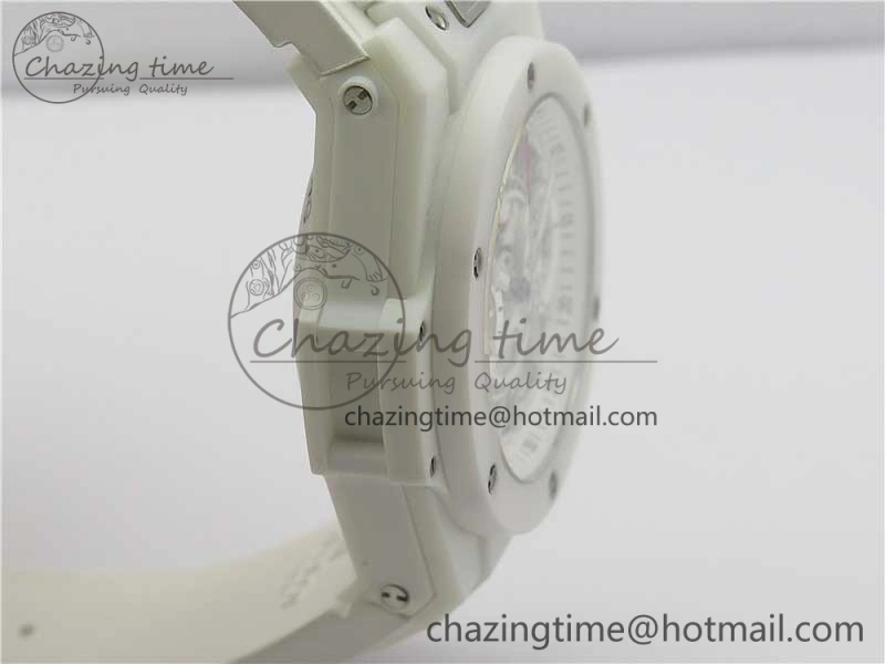 Big Bang Unico White Ceramic HBF 1:1 Best Edition White Skeleton Dial on White Rubber Strap A WellDesigned 6826