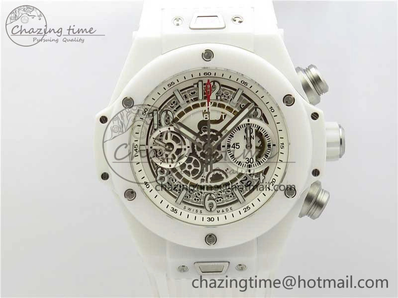 Big Bang Unico White Ceramic HBF 1:1 Best Edition White Skeleton Dial on White Rubber Strap A WellDesigned 6826