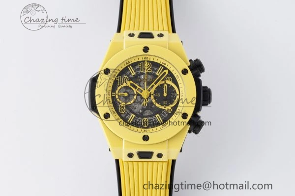 Big Bang Unico Yellow Magic Ceramic BBF 1:1 Best Edition Skeleton Dial on Yellow Rubber Strap A Tailored 6746