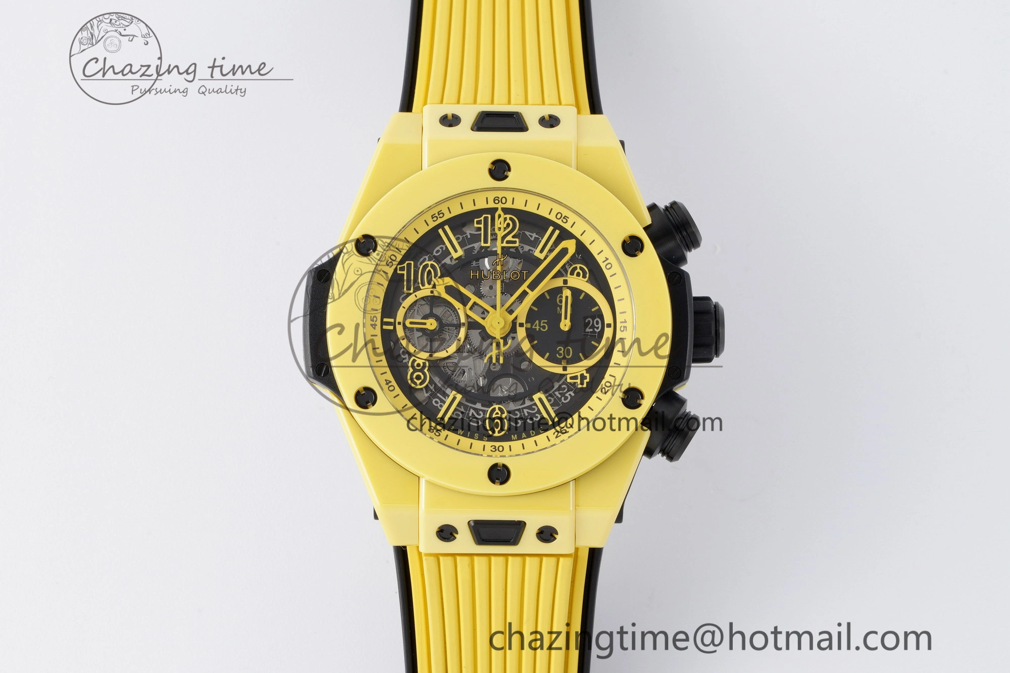Big Bang Unico Yellow Magic Ceramic BBF 1:1 Best Edition Skeleton Dial on Yellow Rubber Strap A Tailored 6746