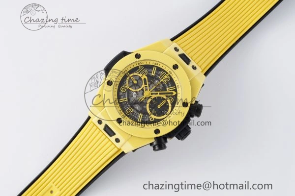 Big Bang Unico Yellow Magic Ceramic BBF 1:1 Best Edition Skeleton Dial on Yellow Rubber Strap A Tailored 6746