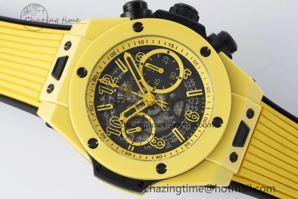 Big Bang Unico Yellow Magic Ceramic BBF 1:1 Best Edition Skeleton Dial on Yellow Rubber Strap A Tailored 6746
