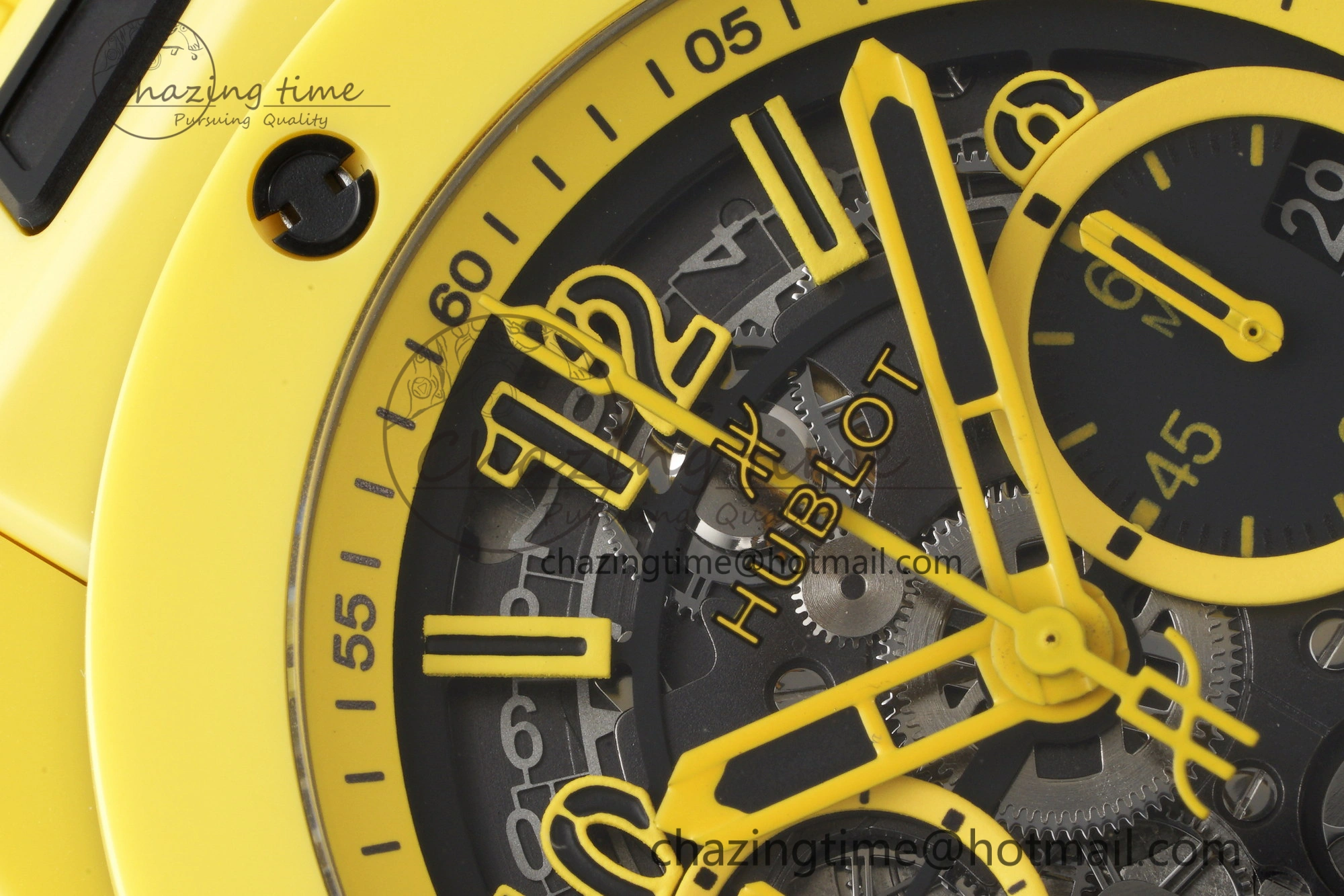 Big Bang Unico Yellow Magic Ceramic BBF 1:1 Best Edition Skeleton Dial on Yellow Rubber Strap A Tailored 6746