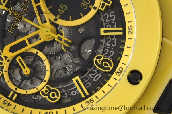Big Bang Unico Yellow Magic Ceramic BBF 1:1 Best Edition Skeleton Dial on Yellow Rubber Strap A Tailored 6746